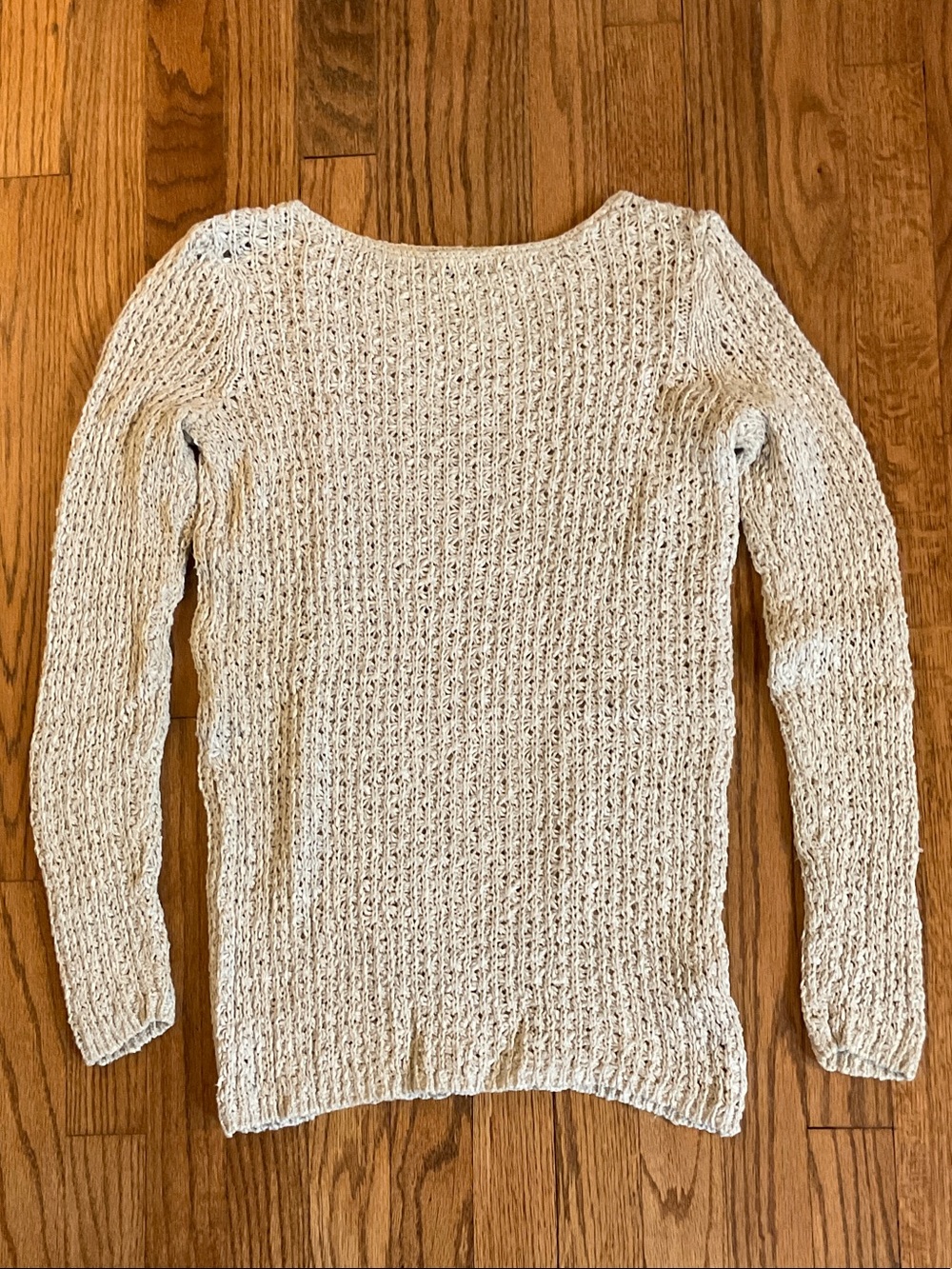 J. Jill Cotton/Linen Crew Sweater in Light Cream